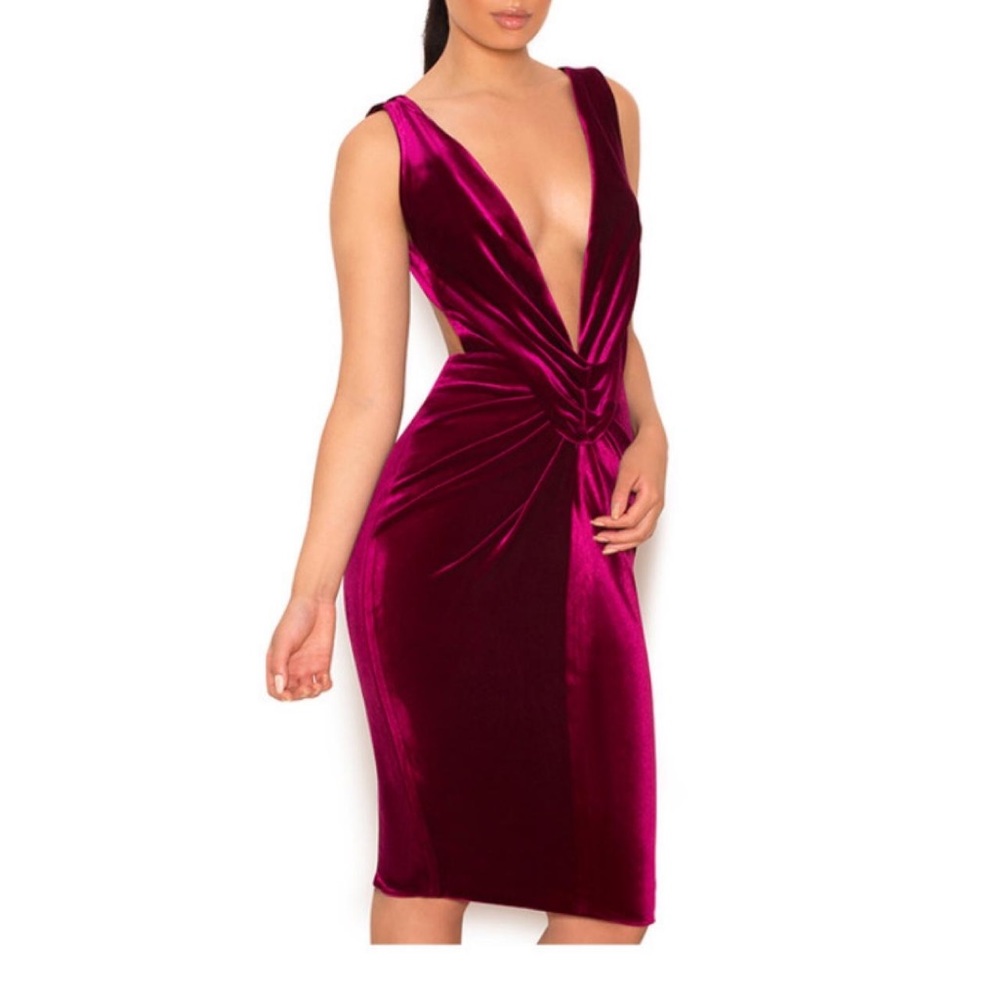 House of cb Raspberry velvet dress size L